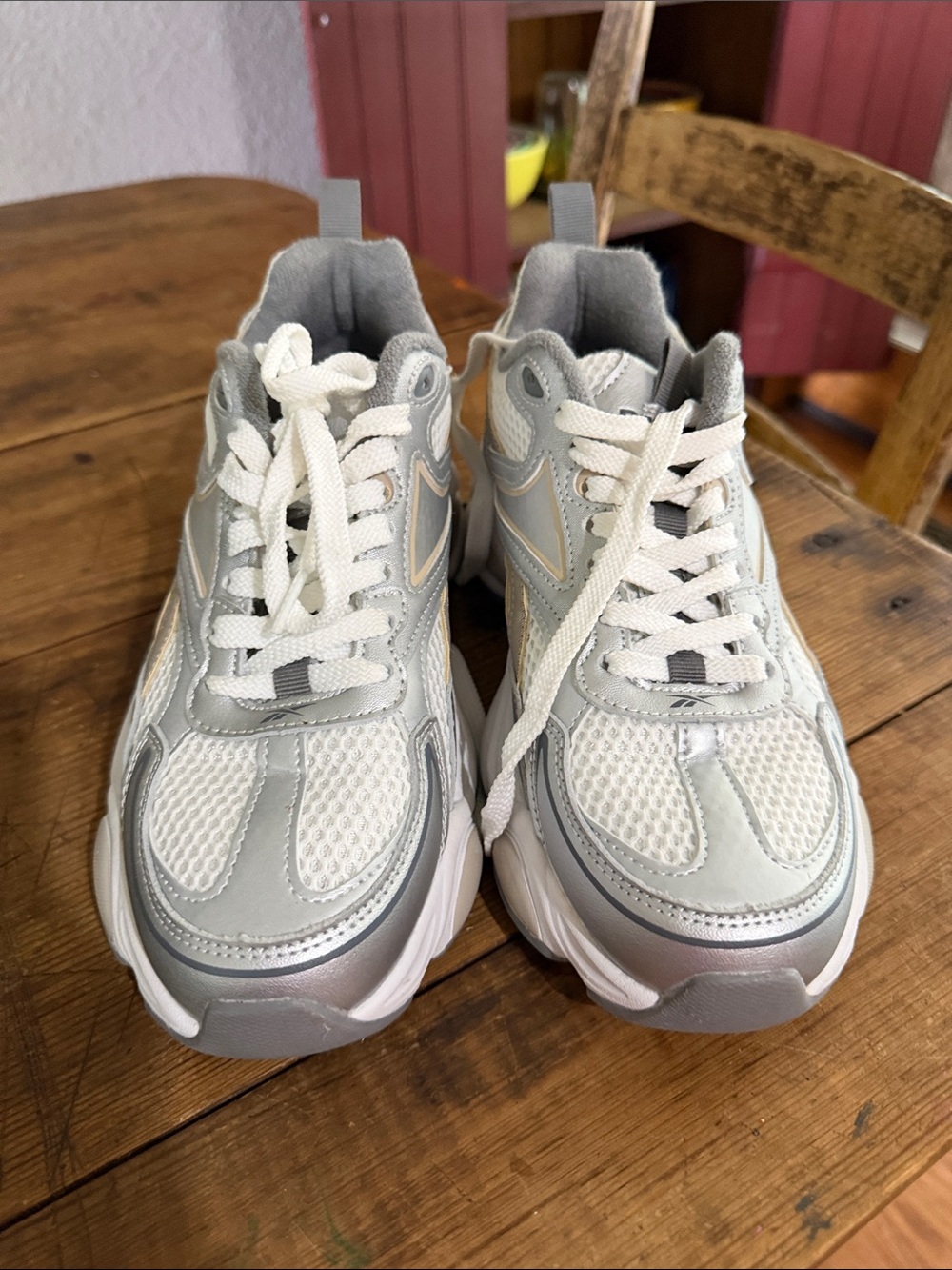 Reebok Women's White and Silver Athletic Sneakers
